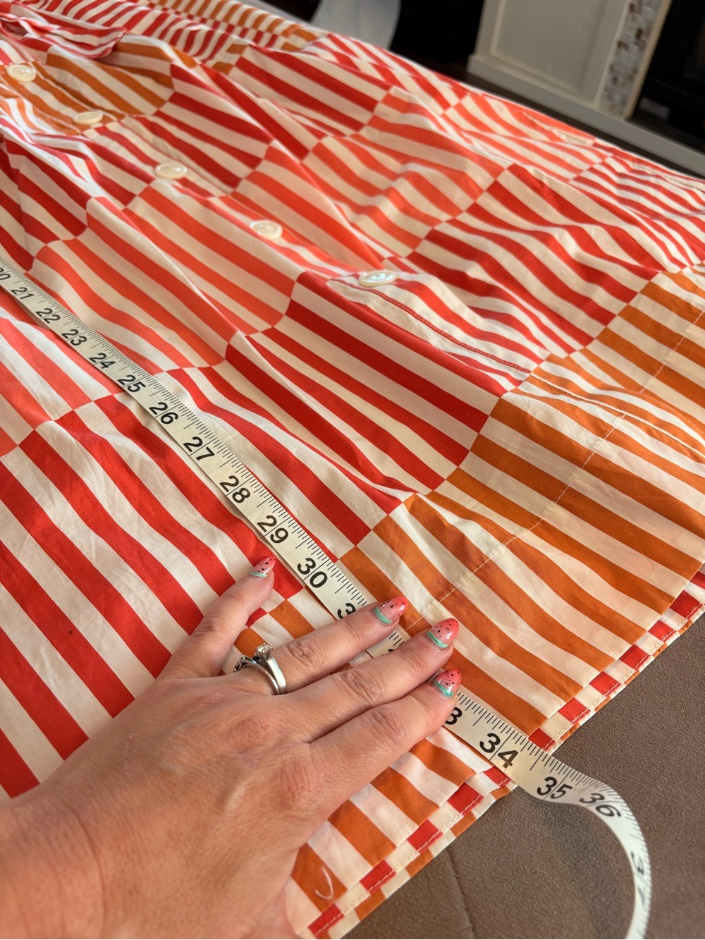 Who What Wear Orange White Striped Checkered Midi Skirt Size M - Picture 4 of 5